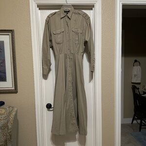 Ralph Lauren Maxi Shirt Dress Khaki Safari
